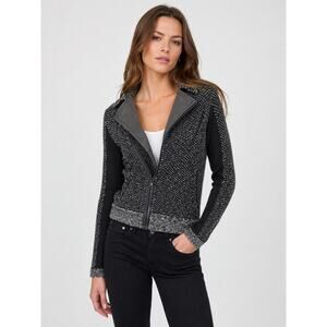 Rag & Bone Black and White Knit Moto Jacket